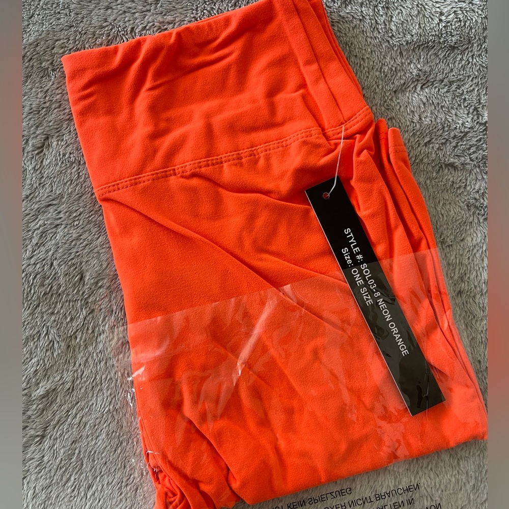 New Mix Buttery Biker Shorts - OS - Neon Orange - Picture 2 of 7